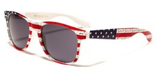 Kids Classic Square American Flag Pattern Gray Lens Sunglasses