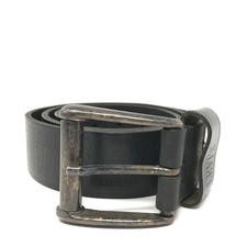 Levi Strauss  Co Belt Mens Size 32 Black Leather Vintage Made USA Logo All Over