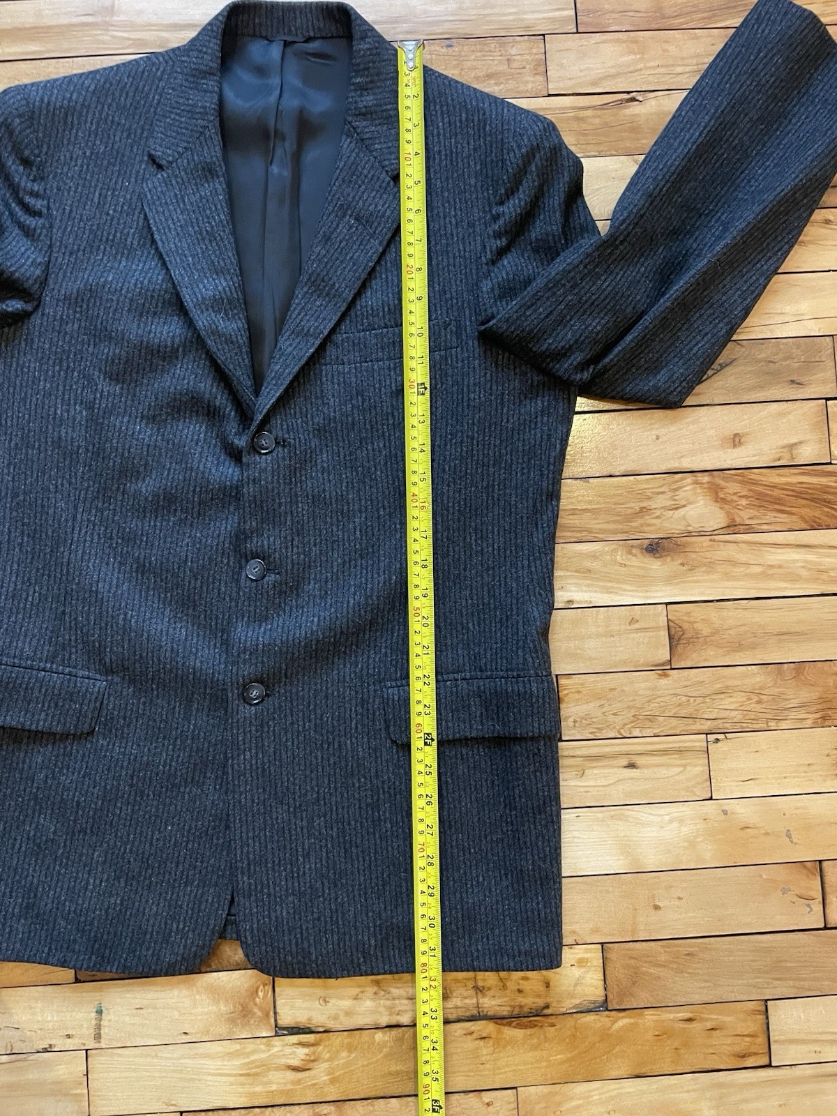 3 Button Front Vintage 50s 60s Pinstripe Charcoal Black Suit 3 Button Men’s 42r 33x28 ...