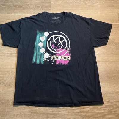 BLINK-182 2003 Self Titled Album Cover Black Smiley Face Graphic Pop Punk Cotton