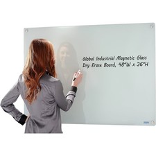 48 x 36 Magnetic Glass Dry Erase Whiteboard with Markers and Eraser White