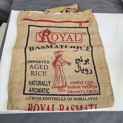 Royal Basmati Rice Bag 20lbs Burlap Handles Zipper Heavy Duty 25th Anniversary