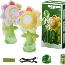 Sunflower Bubble Machine for Kids Automatic Flower Bubble Toy with Colorful NEW