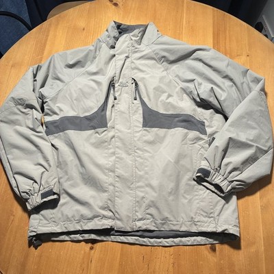 Helly Hansen Grey Waterproof Jacket Mens Size L Hooded Outdoor Coat Full Zip