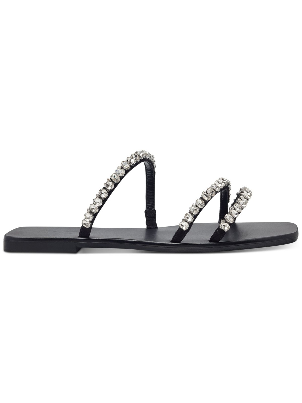 INC Womens Black Strap Gem Pommona Square Toe Block Heel Slip On Sandals 7 M 5990₽