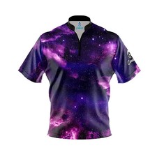 Custom Name Purple Nebula Bowling Jersey Short & Long Sleeve Shirt Size