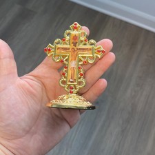 Byzantine Orthodox Table Top Car Icon Cross Crucifix Jesus Christ Eastern Cross