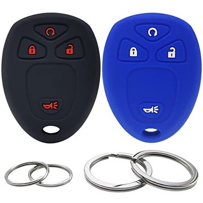 2Pcs Silicone Key Fob Cover Remote Case Keyless Protector Black & Blue