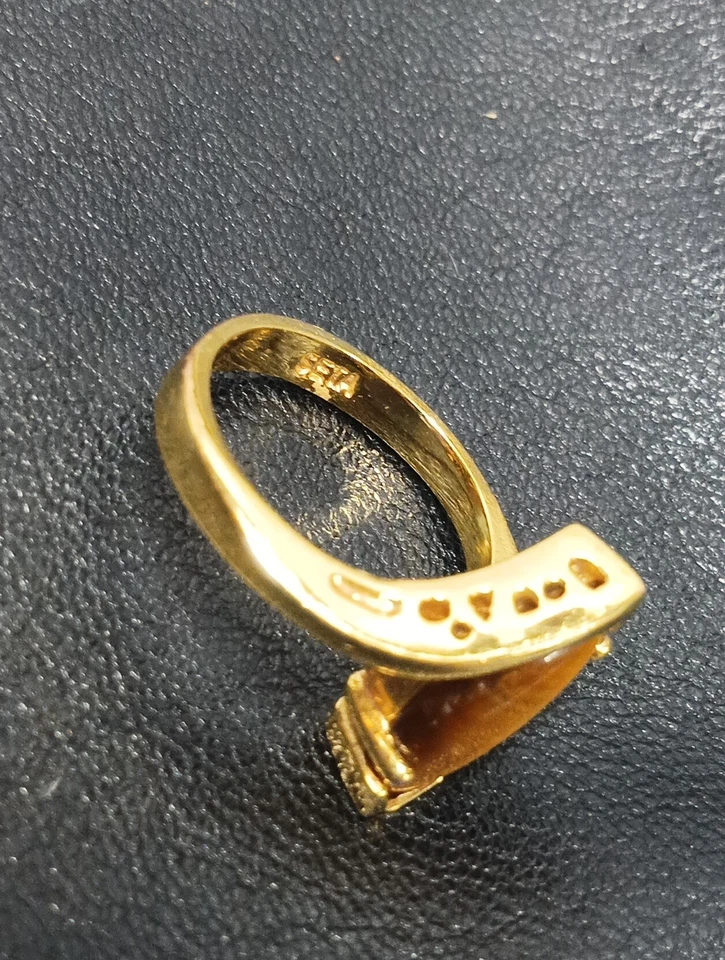 18kt gold tigers' eye cocktail ring  - Image 4 of 4