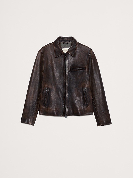 New Banana Republic Mens Lambskin Leather Racing Jacket Size Large