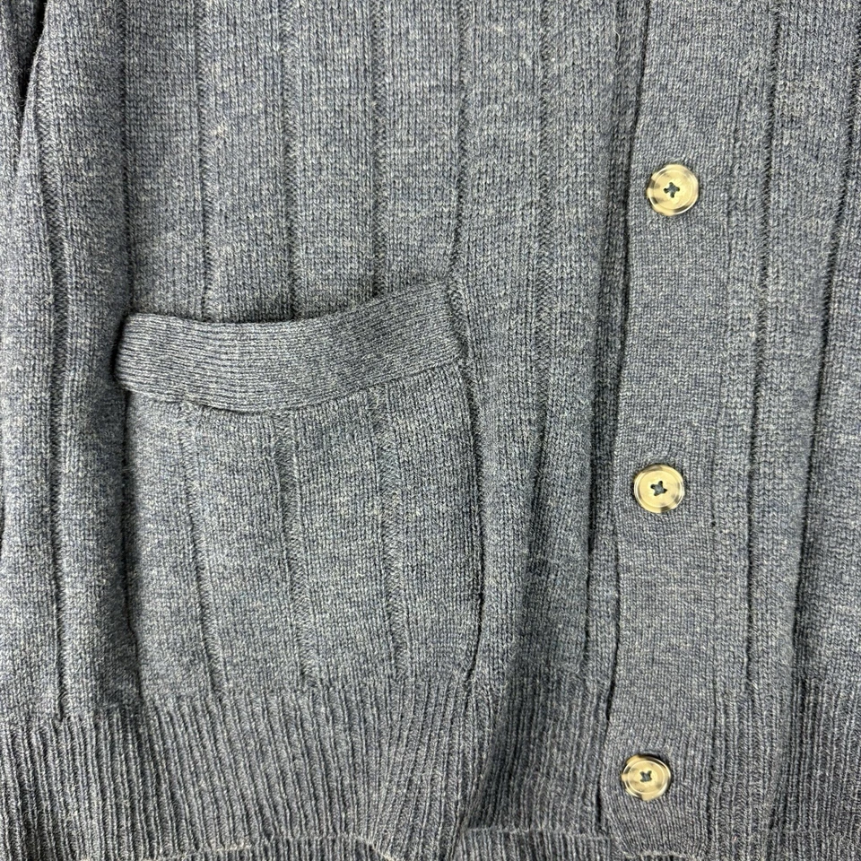 DE COLECCIÓN CLUB ROOM 100% LANA DE CORDERO - XL - CARBÓN Azul Marino Años 90 Grueso Abuelo Foto 3 de 4