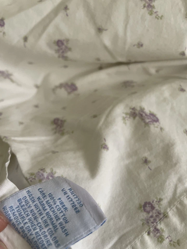 Simply Shabby Chic King Size Flat Sheet Purple Floral - Image 3 of 4