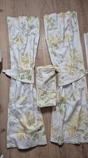  Laure Ashley Honeysuckle Trail Camoline Curtains With Tiebacks & Cushion Covers