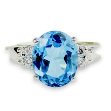 Swiss Blue Topaz, 925 Sterling Silver Ladies Ring, SR123