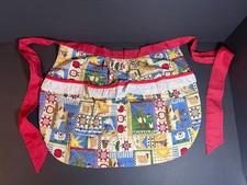 Farmhouse Country at Heart Patchwork Print Half Apron w Eyelet Lace Trim Pockets