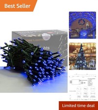 66ft Blue LED String Lights with Timer  8 Modes - Indoor/Outdoor Holiday Decor