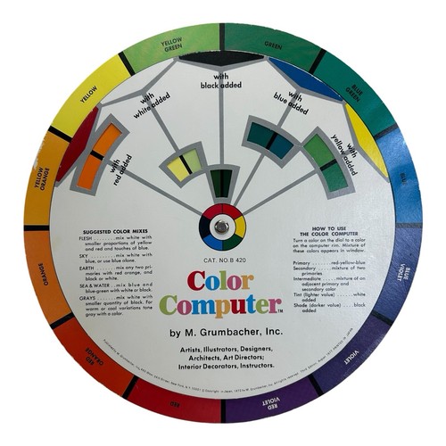 Vintage M. Grumbacher Color Computer Double Sided Circular Color Wheel 1972