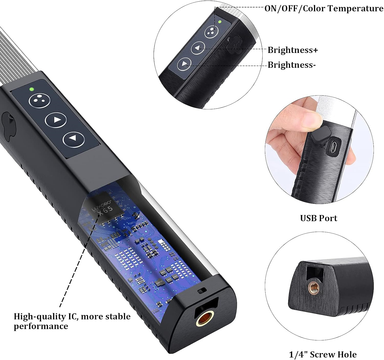 Portable LED Photography Light Wand, LUXCEO Handheld LED Video Light 36