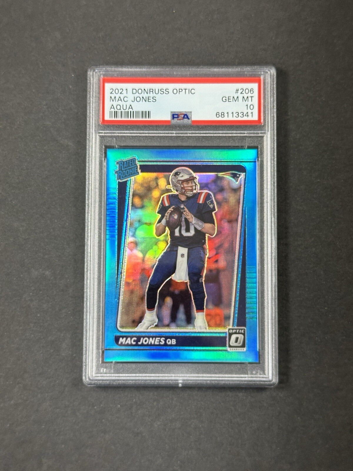 2021 Panini Donruss Optic #206 Mac Jones AQUA /299 PSA 10 GEM MINT Rookie Pats