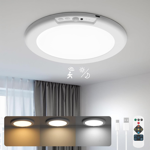 Battery Operated Ceiling Light Rechargeable Motion Sensor Lamp Indoor Wireless S