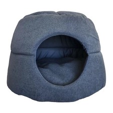 Woof 2 in 1 Pet Bed Tent Cozy Hideout Removable Cushion For Dog  Cat Cave Blue