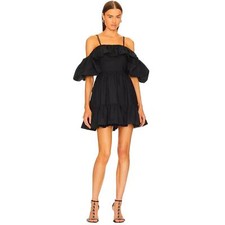 Ulla Johnson Mini Dress Size 4 Black Lila Off The Shoulder 100% Cotton Pockets