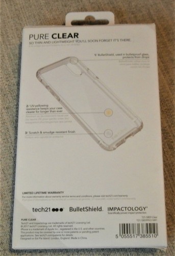 Tech21 Pure Clear Bulletshield Case for Apple iPhone X/XS P/N T21-5859 - Picture 2 of 4