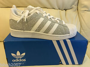 women's adidas silver superstar glitter trainers