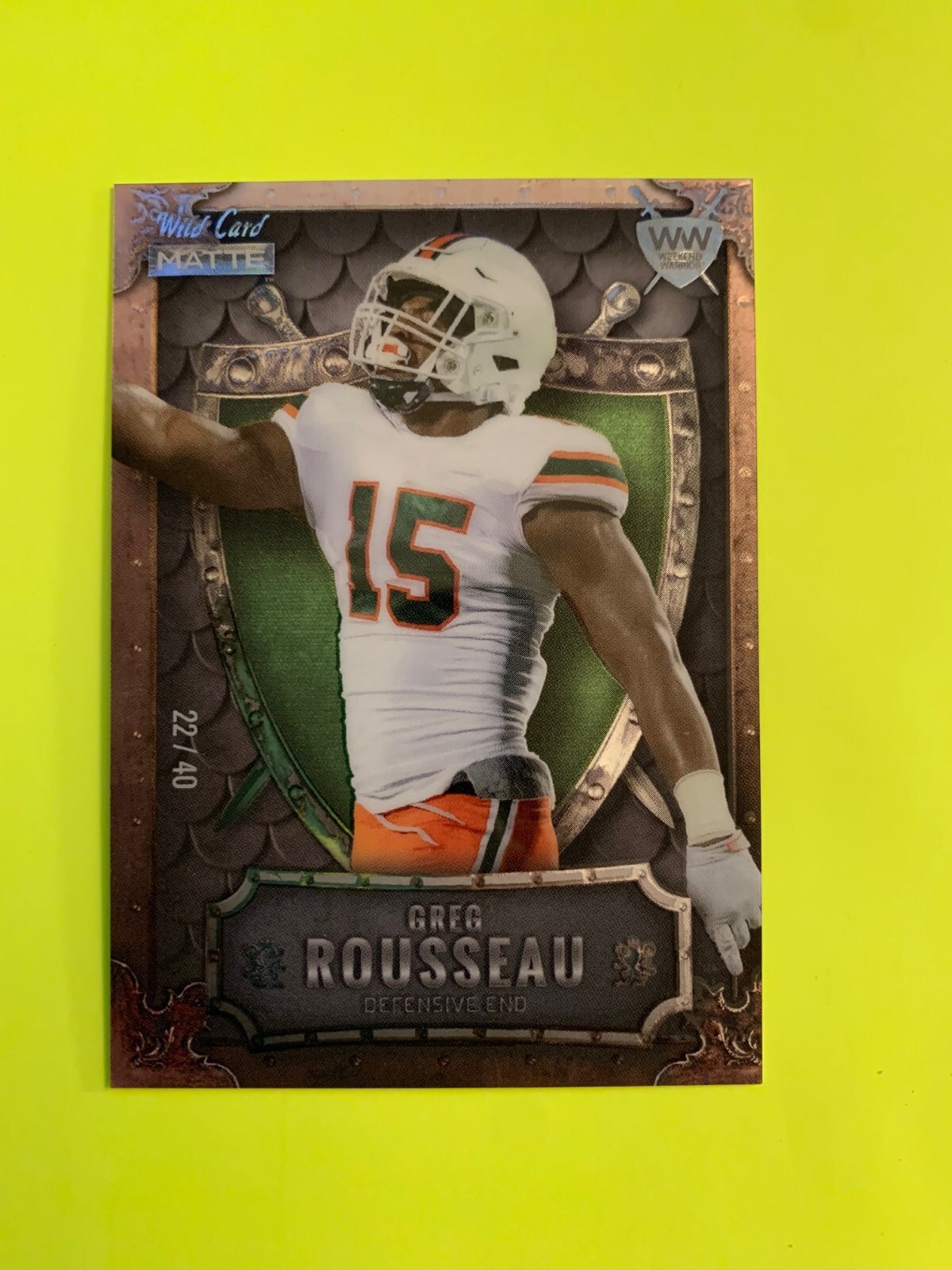 2021 WILD CARD MATTE GREG ROUSSEAU 22/40 WEEKEND WARRIOR 