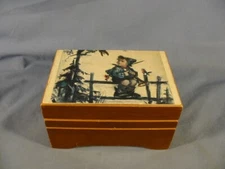 Thorens Music Box With Little boy Hummel Picture /Song America America, Vintage