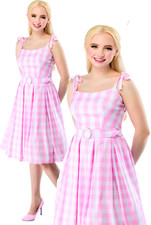Barbie Perfect Day Costume Adults Licensed Fancy Dress Outfit Checked Dress