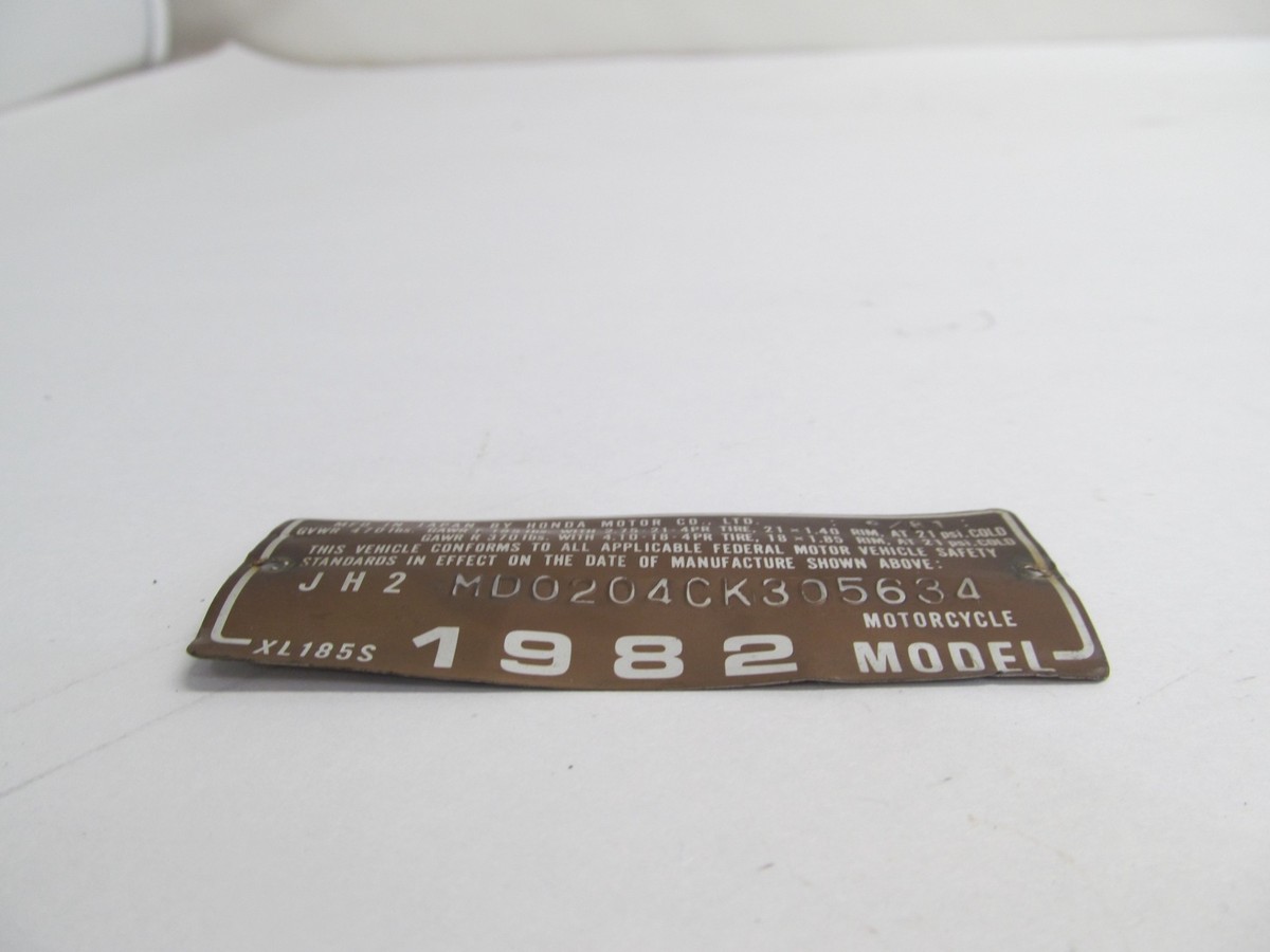 1982 HONDA XL185 XL 185 FRAME MODEL VIN INFO TAG | eBay