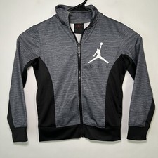 Nike Air Jordan Full Zip Track Jacket Youth Kids Size 4 XS Gray Black Long Slv