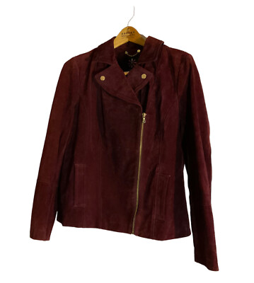 Isaac Mizrahi Live! Suede Leather Moto Jacket Purple 12 NWOT | eBay