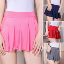 Ladies Shiny Pleated Micro Mini Skirt Schoolgirl High Waist A-Line Skater Skirts