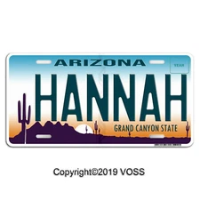 Arizona Personalized Name Custom Aluminum Vanity Car License Plate "Hannah"