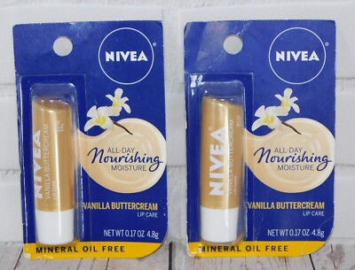 2-pack NIVEA Vanilla Buttercream Nourishing Moisture Lip Care Balm 4.8gx2 SEALED