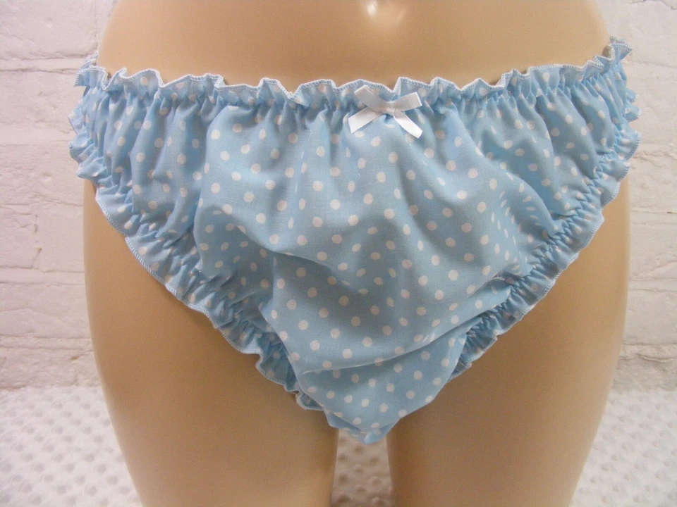sissy blue spotted scrunch butt  panties mens sexy knickers cd - Image 2 of 2