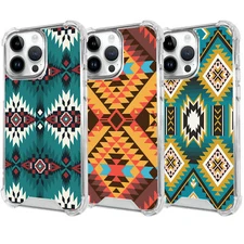 For Apple iPhone SE/12/13/14/15/16 MAX  Western Tribal Prints Clear Bumper Case