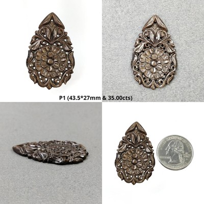 Natural GOLDEN BROWN Chocolate SAPPHIRE Gemstone Hand Carved Pear Uneven Shape