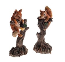 Solar Power LED Woodland Fox or Squirrel Garden Ornament Light Up Outdoor Decor