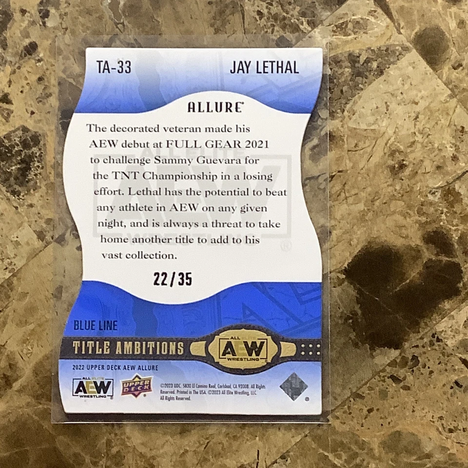 Jay Lethal 2023 Upper Deck Allure Blue Line /35 AEW #TA-33 Title Ambitions B12 - Image 2 of 3