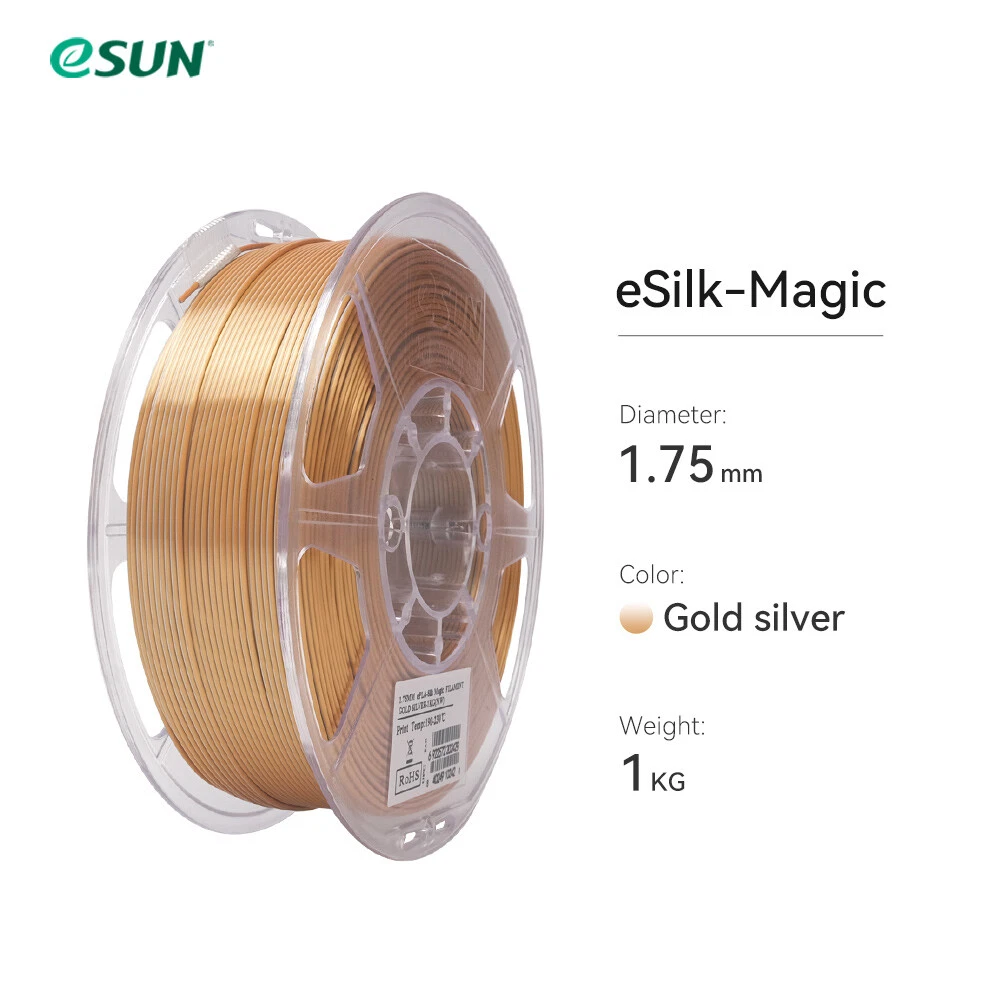 Esun Silk Gold &Amp; Silver Dual Color 3D Printer Filament Pla 1.75Mm 1Kg  Spool | Ebay