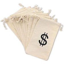 12 Pack Dollar Sign Money Bag for Party Favor Cosplay Theme Party, 4.3x7 Inch