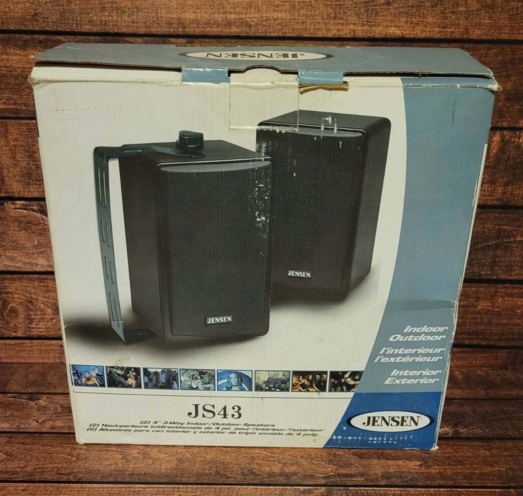 Jensen JS43 4" 3Way Indoor/Outdoor Interior/Exterior Speakers New Open