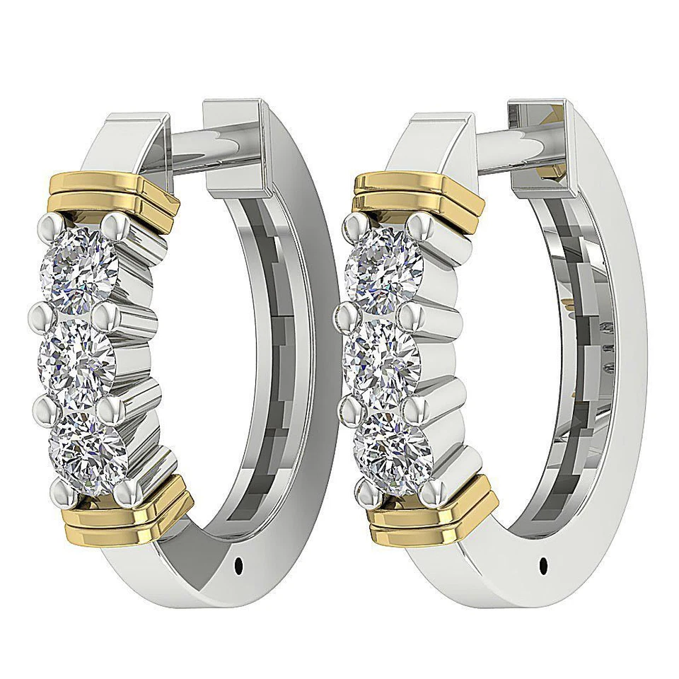 Hoop Earring I1 G Natural Diamond 0.50 Ct 14K Two-Tone Gold Prong Set Appraisal - Image 4 of 4