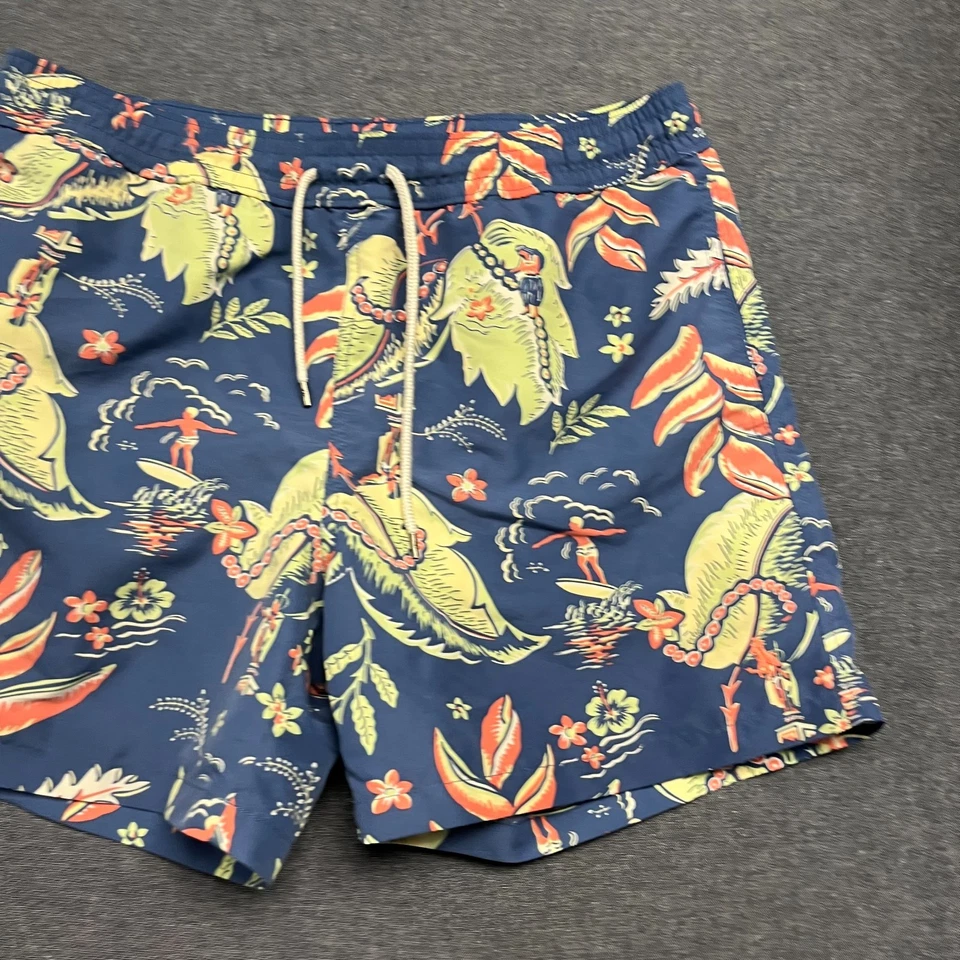 Bañador Polo Ralph Lauren para hombre talla M azul estampado tropical pantalones cortos de surf Foto 3 de 4