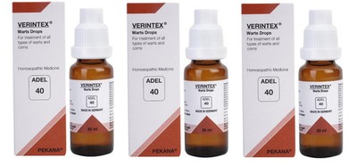 ADEL 40 Warts Drops Pack of 3 Natural Homeopathic Remedy for Skin Wellness Care