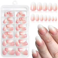 120PC Ombre Oval Press on Nails Short Fake Nails Press ons Glue on Short Round