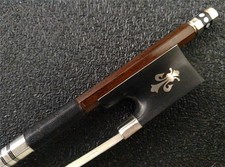 Pernambuco Violin Bow With Fleur-de-Lys Inlaid Ebony Frog Mongolian Horse Hair
